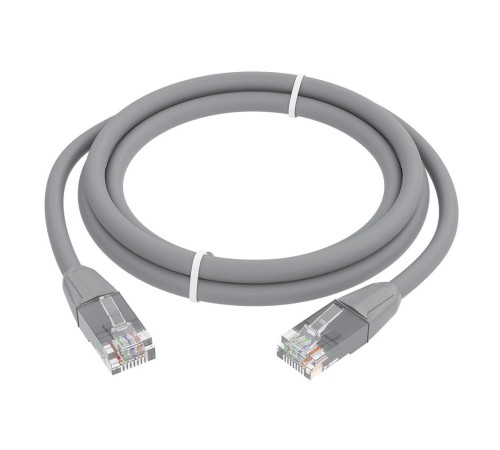 GCR Патч-корд прямой 5.0m LSZH UTP кат.6, серый, 24 AWG, литой без фиксатора, ethernet high speed, RJ45, T568B
