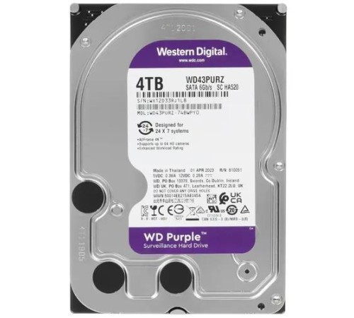 Жесткий диск/ HDD WD SATA3 4TB Purple Surveillancer 5400 RPM 256Mb 1 year warranty Жесткий диск/ HDD WD SATA3 4TB Purple Surveillancer 5400 RPM 256Mb 1 year warranty