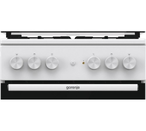 Комбинированная плита Gorenje/ Комбинированная плита Gorenje, Линия Essential, Эмаль SilverMatte, объем духовки 68 л, механическое управление, электроподжиг, рельефные направляющие, 2 стекла+термослой, энергоэффективность А, цвет белый