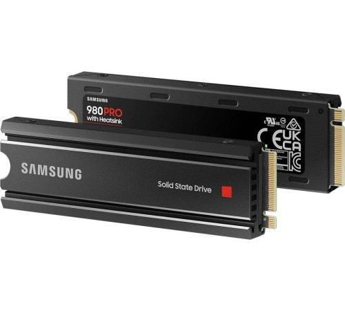 Твердотельные накопители/ Samsung SSD 980 PRO, 2000GB, M.2(22x80mm), NVMe 1.3c, PCIe 4.0 x4, 3-bit MLC, R/W 7000/5000MB/s, IOPs 1 000 000/1 000 000, DRAM buffer 2048MB, TBW 1200, DWPD 0.33, with Heatsink (12 мес.)