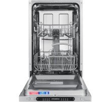 Встраиваемая посудомоечная машина/ Посудомоечная машина, Встраиваемая, 45 см, 9 комплектов, 4 программ, 1/2 загрузка, звуковой сигнал, отсрочка старта, электронное управление, уровень шума 49 дБ, конденсационная сушка, энергоэффективность А++, луч
