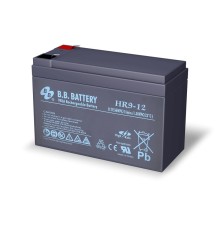 Батарея B.B. Battery серия HR, HR9-12, напряжение 12В, емкость 9Ач (разряд 20 часов), емкость 8Ач (разряд 10 часов), макс. ток разряда (5 сек.) 120А, макс. ток заряда 2.4A, свинцово-кислотная типа AGM, клеммы Т2, ДxШxВ 151x65x100мм., вес 2.75кг., срок слу