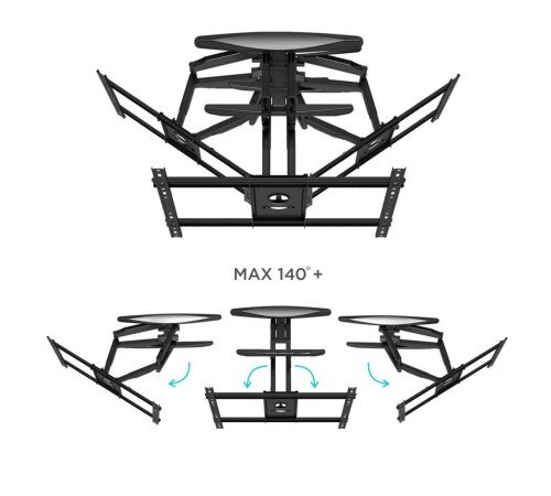 Кронштейн ONKRON/ 40-75" макс 400*600 наклон -5°/+8°, поворот ±140° Макс нагрузка 45,5кг, от стены 54-500мм, черный Кронштейн ONKRON/ 40-75" макс 400*600 наклон -5°/+8°, поворот ±140° Макс нагрузка 45,5кг, от стены 54-500мм, черный