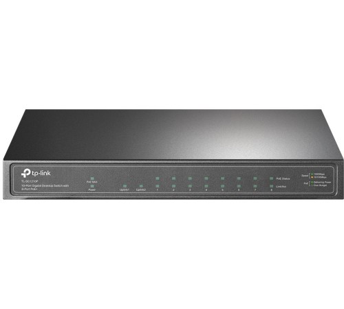 Коммутатор/ 8-port gigabit Unmanaged PoE+ Switch with 1 Gigabit RJ-45 + 1 SFP uplink ports, desktop mount, 8 802.3af/at compliant  PoE+ ports, 1 Gigabit RJ-45 + 1 SFP uplink ports