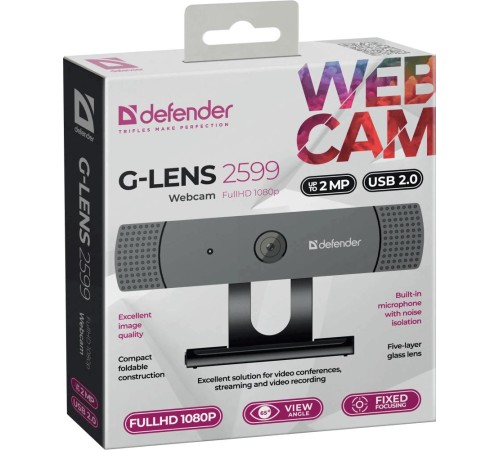 Веб-камера Defender 63199 G-lens 2599 FullHD 1080p, 2МП Веб-камера Defender 63199 G-lens 2599 FullHD 1080p, 2МП