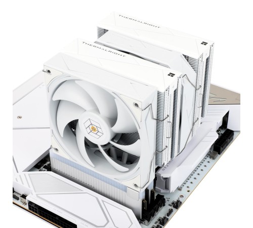Кулер для процессора/ CPU Cooler Thermalright Royal Pretor 130 White (4-pin PWM, 158mm, Ni/Cu, 6x6mm, 1x120+1x130mm, 80.45CFM/81.88CFM, 29.4dBA/28.3dBA, 2150PM/1750RPM, S: 1200, 1700, 1851, 2011, 2066, 115X, AM4, AM5, white) Кулер для процессора/ CPU Cooler Thermalright Royal Pretor 130 White (4-pin PWM, 158mm, Ni/Cu, 6x6mm, 1x120+1x130mm, 80.45CFM/81.88CFM, 29.4dBA/28.3dBA, 2150PM/1750RPM, S: 1200, 1700, 1851, 2011, 2066, 115X, AM4, AM5, white)