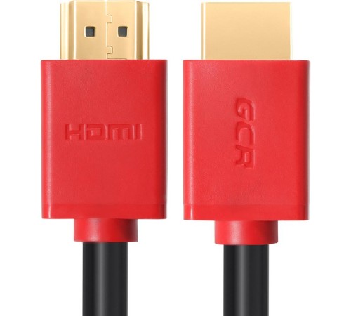 GCR Кабель 1.0m HDMI версия 1.4, черный, красные коннекторы, OD7.3mm, 30/30 AWG, позолоченные контакты, Ethernet 10.2 Гбит/с, 3D, 4K GCR-HM450-1.0m, экран