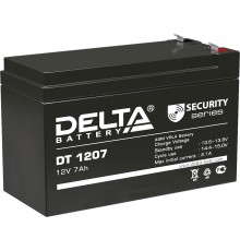 Батарея DELTA серия DT, DT 1207, напряжение 12В, емкость 7Ач (разряд 20 часов),  макс. ток разряда (5 сек.) 108А, макс. ток заряда 2.1А, свинцово-кислотная типа AGM, клеммы F1, ДxШxВ 151х65х95мм., вес 2.05кг., срок службы 5 лет./ Battery DELTA series DT,