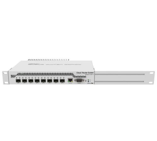 Маршрутизатор MikroTik Cloud Router Switch 309-1G-8S+IN with Dual core 800MHz CPU, 512MB RAM, 1xGigabit LAN, 8 x SFP+ cages, RouterOS L5 or SwitchOS (dual boot), passive desktop case, rackmount ears, PSU