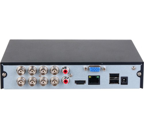 8-канальный HDCVI-видеорегистратор c SMD, Формат видеосигнала: HDCVI AHD TVI IP CVBS, отображение: до 1080p, запись: 1кн до 1080N@25к/с 2-8кн 1080N@15к/с , кодирование: AI-Coding H.265+ H.265 H.264+ H.264, IP-каналы: до 10 каналов до 6Мп, накопители: 1 SA