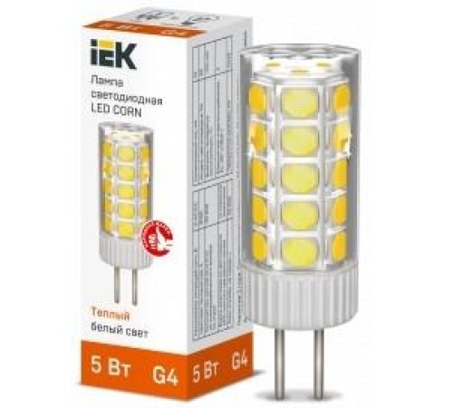 Лампа LED CORN капсула 5Вт 12В 3000К керамика G4 IEK