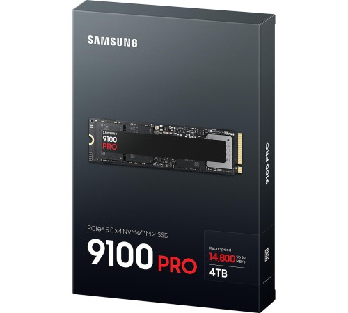 Твердотельный накопитель/ Samsung SSD 9100 PRO, 4000GB, M.2(22x80mm), NVMe 2.0, PCIe 5.0 x4, V-NAND TLC, R/W 14800/13400MB/s, IOPs 2 200 000/2 600 000, TBW 2400, DWPD 0.3 (12 мес.) Твердотельный накопитель/ Samsung SSD 9100 PRO, 4000GB, M.2(22x80mm), NVMe 2.0, PCIe 5.0 x4, V-NAND TLC, R/W 14800/13400MB/s, IOPs 2 200 000/2 600 000, TBW 2400, DWPD 0.3 (12 мес.)