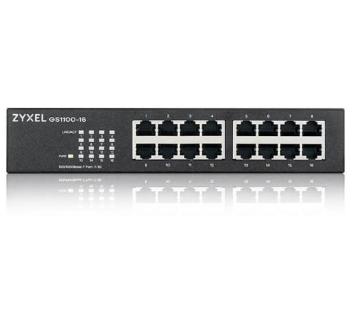 Коммутатор Коммутатор Zyxel GS1100-16, 16xGE, rack 19", бесшумный