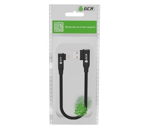 GCR Кабель PREMIUM 0.25m Lightning угловой для PowerBank, MFI, черный, AL case черный, GCR-53446