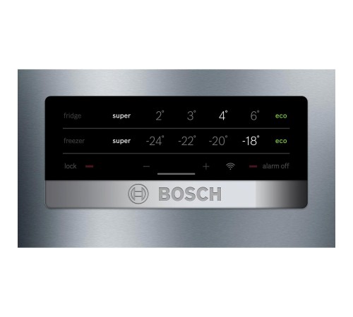Холодильник BOSCH Serie 4, Full NoFrost, Габариты 203x70x67, Общий пол. объем: 435 (х:330, м:105), Серебристый, Цифровой LED дисплей (черный), Утопленные ручки во всю высоту, Multi Airflow, Нулевые зоны VitaFresh с регулировкой температуры, Зона свежест Холодильник BOSCH Serie 4, Full NoFrost, Габариты 203x70x67, Общий пол. объем: 435 (х:330, м:105), Серебристый, Цифровой LED дисплей (черный), Утопленные ручки во всю высоту, Multi Airflow, Нулевые зоны VitaFresh с регулировкой температуры, Зона свежест