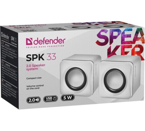 Defender#1 Акустическая 2.0 система SPK 33 белый, 5 Вт, питание от USB