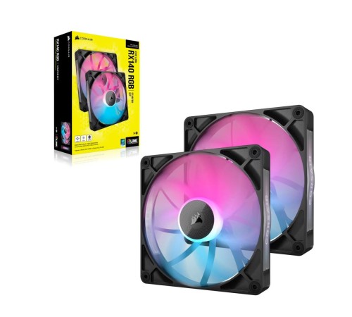 Кулер для корпуса/ Case Cooler Corsair iCUE LINK RX140 RGB (140x140x25mm, 4-pin PWM, RGB, 94.7CFM, 36dBA, 1700RPM, Black, 2pcs) Кулер для корпуса/ Case Cooler Corsair iCUE LINK RX140 RGB (140x140x25mm, 4-pin PWM, RGB, 94.7CFM, 36dBA, 1700RPM, Black, 2pcs)