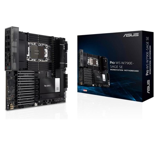 Материнская плата ASUS PRO WS W790E-SAGE SE, Intel® W790, 8*DDR5, 8*SATA, 3*M.2, 2 x SlimSAS, 5*USB 3.2, 2*USB 2.0,Type-C, 11*PCIx16, VGA, CEB; 90MB1C20-M0EAY0