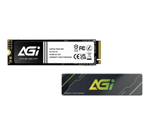 Твердотельный накопитель/ AGI SSD AI218, 512GB, M.2(22x80mm), NVMe, PCIe 3.0 x4, 3D TLC, R/W 3050/2200MB/s, IOPs 183000/306000, TBW 300, DWPD 0.5 (36 мес.)