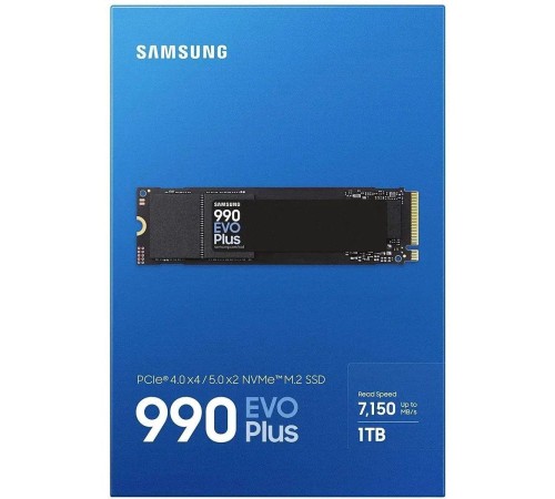 Твердотельные накопители/ Samsung SSD 990 EVO Plus, 1000GB, M.2(22x80mm), NVMe 2.0, NVMe 2.0, PCIe 4.0 x4, V-NAND TLC, R/W 7150/6300MB/s, IOPs 850 000/1 350 000, TBW 600, DWPD 0.3 (12 мес.) Твердотельные накопители/ Samsung SSD 990 EVO Plus, 1000GB, M.2(22x80mm), NVMe 2.0, NVMe 2.0, PCIe 4.0 x4, V-NAND TLC, R/W 7150/6300MB/s, IOPs 850 000/1 350 000, TBW 600, DWPD 0.3 (12 мес.)