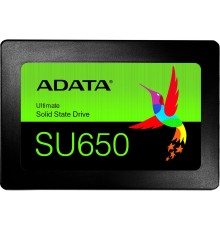 Твердотельный накопитель/ ADATA SSD Ultimate SU650, 512GB, 2.5" 7mm, SATA3, 3D TLC, R/W 520/450MB/s, IOPs 40 000/75 000, TBW 280, DWPD 0.5 (3 года)
