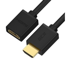 GCR Удлинитель 1.5m v2.0 HDMI-HDMI черный, OD7.3mm, 28/28 AWG, позолоченные контакты, Ethernet 18.0 Гбит/с, 19M / 19F, тройной экран