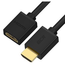 GCR Удлинитель 1.5m v2.0 HDMI-HDMI черный, OD7.3mm, 28/28 AWG, позолоченные контакты, Ethernet 18.0 Гбит/с, 19M / 19F, тройной экран