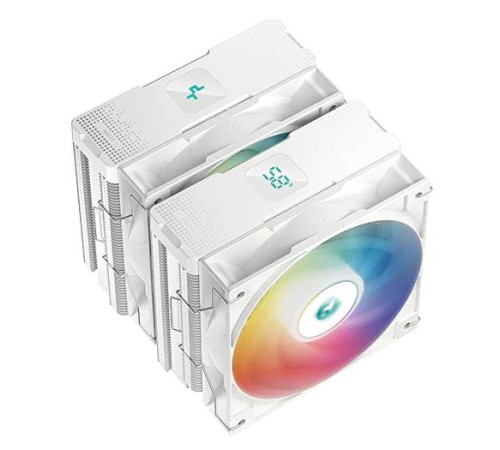Кулер для процессора DEEPCOOL AG620 DIGITAL WH ARGB LGA1700/1200/115X/AM5/AM4 (8шт/кор, TDP 260W, PWM, DUAL Fan 120mm, 6 тепл. трубок, белый) RET (R-AG620-WHADMN-G-2)