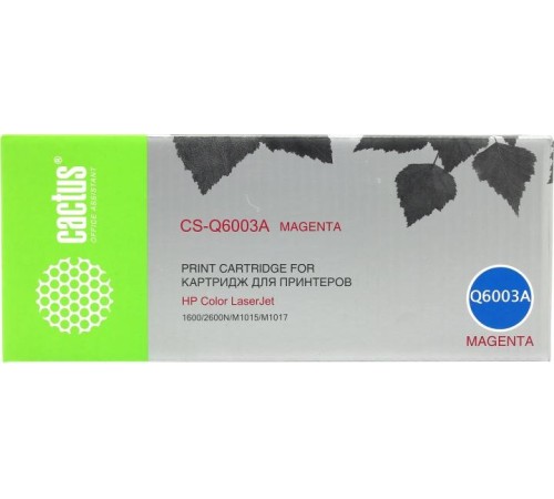 -/ Картридж лазерный Cactus CS-Q6003A Q6003A пурпурный (2000стр.) для HP CLJ 1600/2600N/M1015/M1017