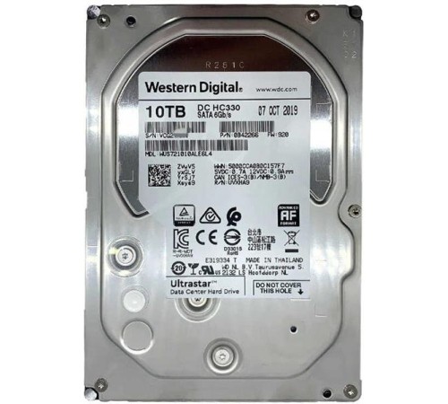 Жесткий диск Western Digital Ultrastar DC HС330 HDD 3.5" SATA 10TB, 7200 rpm, 256MB buffer, 512e/4kN, 0B42266, 1 year