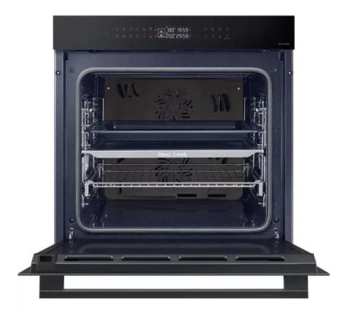 Встраиваемый духовой шкаф Samsung 59.5 x 59.6 x 57 см, Dual Cook, Каталитическая очистка, 2 стекла, Гриль, Конвекция, Сенсорное управление, LED дисплей, Air Sous Vide, Wi-Fi SmartThings, 76 л, цвет: черное стекло
