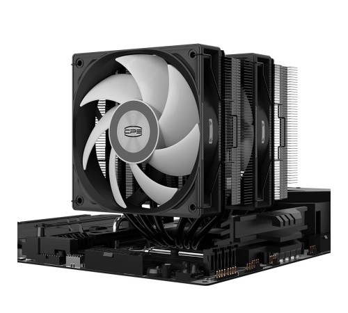 Кулер для процессора/ CPU Cooler PCCooler RT620 ARGB BK (250W, 4-pin PWM, 157mm, Al/Cu, 6x6mm, 2x120mm, 73.32CFM, 34.9dBA, 2200RPM, S: 1851/1700/1200/115X, AM5/AM4, black)