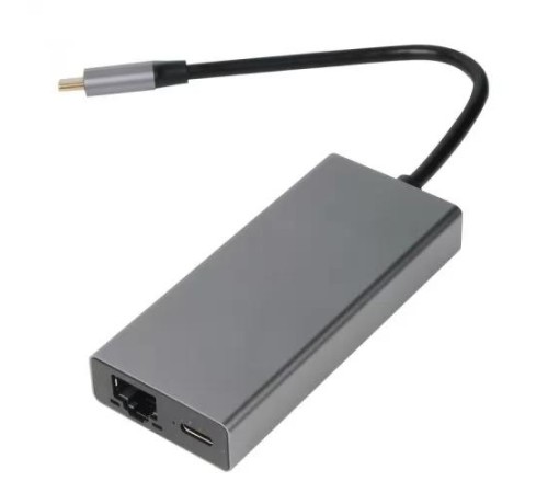 Aдаптер/ Адаптер Type-Cm --> 6в1 RJ-45+3USB3.0(f) +PD+HDMI Alum Shell VCOM <CU459>