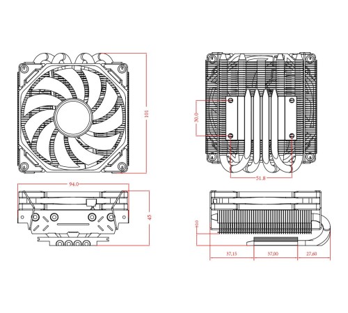 Кулер для процессора/ CPU Cooler ID-COOLING IS-40X V3 (100W, 4-pin PWM, 45mm, Al, 4x6mm, 1x92mm, 46CFM, 35.2dBA, 2800RPM, S: 1851/1700/1200/115X, AM5/AM4, Black) Кулер для процессора/ CPU Cooler ID-COOLING IS-40X V3 (100W, 4-pin PWM, 45mm, Al, 4x6mm, 1x92mm, 46CFM, 35.2dBA, 2800RPM, S: 1851/1700/1200/115X, AM5/AM4, Black)