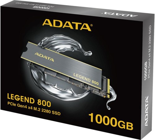 Твердотельный накопитель/ ADATA SSD LEGEND 800, 1000GB, M.2(22x80mm), NVMe 1.4, PCIe 4.0 x4, 3D NAND, R/W 3500/2200MB/s, IOPs н.д./н.д., TBW 600, DWPD 0.55, with Heat Sink (3 года) Твердотельный накопитель/ ADATA SSD LEGEND 800, 1000GB, M.2(22x80mm), NVMe 1.4, PCIe 4.0 x4, 3D NAND, R/W 3500/2200MB/s, IOPs н.д./н.д., TBW 600, DWPD 0.55, with Heat Sink (3 года)