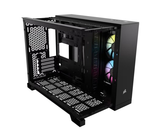 Корпус без блока питания/ Case Corsair iCUE LINK 2500X RGB, Midi-Tower, TG, 2x120mm RGB, 2xUSB-A 3.2, 1xUSB 3.2 Type-C, mATX, mITX Black
