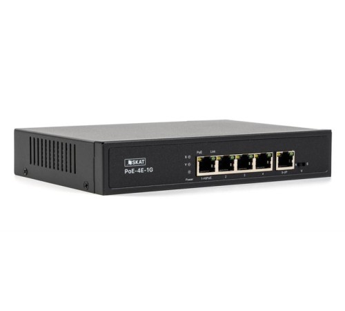 Коммутатор (4070)SKAT PoE-4E-1G коммутатор PoE Plus, мощность 80Вт, порты: 4-Ethernet, 1-Uplink