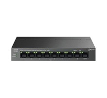 коммутатор TP-Link LS109P, 9-Port 10/100 Mbps Desktop Switch with 8-Port PoE+, 63 W, 250m