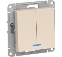 ATLASDESIGN 2-клавишный ВЫКЛЮЧАТЕЛЬ с подсветкой, сх.5а, 10АХ, механизм, БЕЖЕВЫЙ