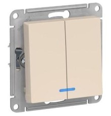 ATLASDESIGN 2-клавишный ВЫКЛЮЧАТЕЛЬ с подсветкой, сх.5а, 10АХ, механизм, БЕЖЕВЫЙ
