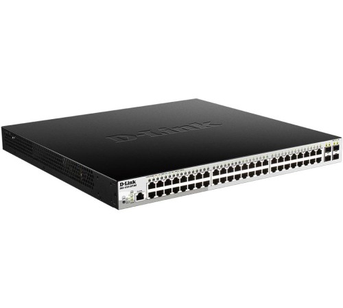 Коммутатор/ DGS-1210-52P/ME/B Managed L2 Metro Ethernet Switch 48x1000Base-T PoE, 4x1000Base-X SFP, PoE Budget 193W, Surge 6KV, CLI, RJ45 Console, Dying Gasp