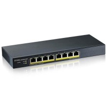 Коммутатор Smart L2 коммутатор PoE+ Zyxel GS1900-8HP, 8xGE PoE+, настольный, бесшумный, бюджет PoE 70 Вт