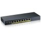 Коммутатор Smart L2 коммутатор PoE+ Zyxel GS1900-8HP, 8xGE PoE+, настольный, бесшумный, бюджет PoE 70 Вт