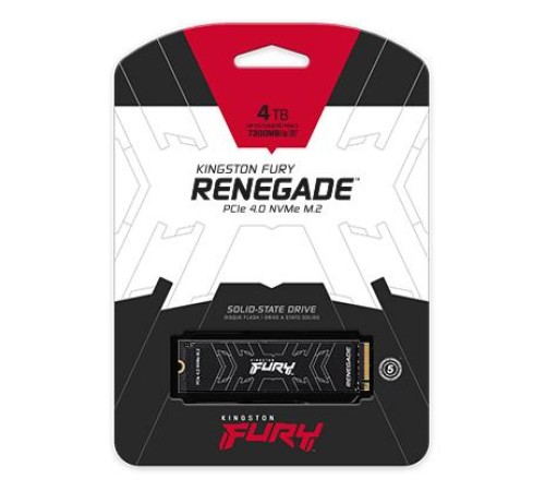 Твердотельный накопитель/ Kingston SSD Fury Renegade, 4000GB, M.2(22x80mm), NVMe, PCIe 4.0 x4, 3D TLC, R/W 7300/7000MB/s, IOPs 1 000 000/1 000 000, DRAM buffer 4096MB, TBW 4000, DWPD 0.55, with Heat Spreader (60 мес) Твердотельный накопитель/ Kingston SSD Fury Renegade, 4000GB, M.2(22x80mm), NVMe, PCIe 4.0 x4, 3D TLC, R/W 7300/7000MB/s, IOPs 1 000 000/1 000 000, DRAM buffer 4096MB, TBW 4000, DWPD 0.55, with Heat Spreader (60 мес)