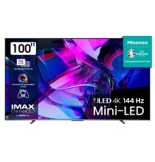 Телевизор ЖК 100'' Hisense/ 100", Ultra HD, Mini LED, 120Гц, Smart TV (ОС VIDAA U7), Wi-Fi, DVB-T2/T/C/S2/S, HDR 10+, Dolby Vision, Dolby Atmos, Bluetooth, 2.1.2 2*15W+20W+2*5W, CI+(1.4), 4хHDMI, 2хUSB, Works with Alexa, Alexa Built-in, GA, VIDAA Voi