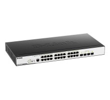 Коммутатор/ DGS-3000-28LP/B Managed L2 Switch 24x1000Base-T PoE, 4x1000Base-X SFP, PoE Budget 193W, Surge 6KV, CLI, RJ45 Console, RPS, Dying Gasp