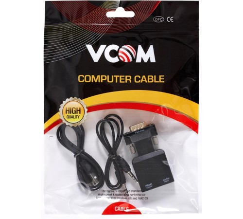 Переходник/ Переходник VGA(M)+audio+microUSB --> HDMI(F)1080*60Hz, VCOM <CA337A>