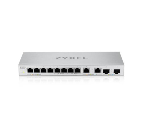 Коммутатор Коммутатор Zyxel XGS1010-12, 8xGE, 2x1/2,5GE, 2xSFP+, настольный, бесшумный