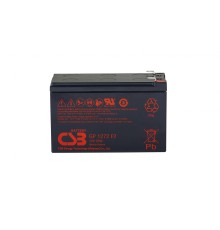 Батарея CSB серия GP, GP1272 F2, напряжение 12В, емкость 7.2Ач (разряд 20 часов), макс. ток разряда (5 сек.) 130А, ток короткого замыкания 304А, макс. ток заряда 2.8A, свинцово-кислотная типа AGM, клеммы F2, ДxШxВ 150.9x64.8x98.6мм., вес 2.4кг., срок служ