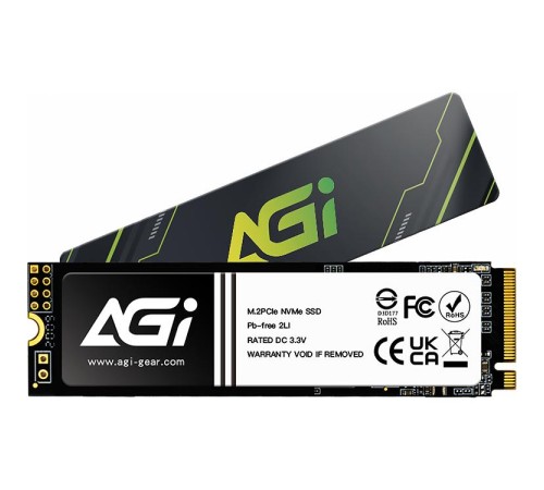 Твердотельный накопитель/ AGI SSD AI218, 512GB, M.2(22x80mm), NVMe, PCIe 3.0 x4, 3D TLC, R/W 3050/2200MB/s, IOPs 183000/306000, TBW 300, DWPD 0.5 (36 мес.)